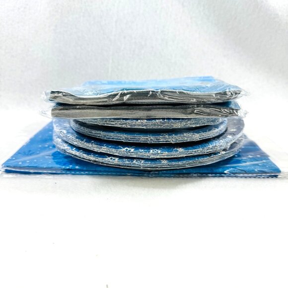 Winter Snowflake Scene Paper Plate & Napkins 10ct ea Plastic Tablecloth (2-Pack) - Picture 3 of 3